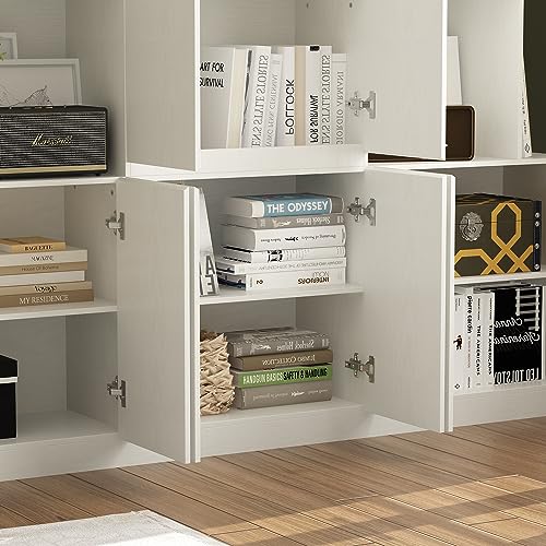 Homsee 70.9" Bookshelf Bookcase with 8 Doors & Storage Shelves, White
