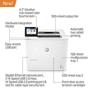 HP Laserjet Enterprise M612dn Monochrome Duplex Printer (7PS86A), White, Standard (Renewed)
