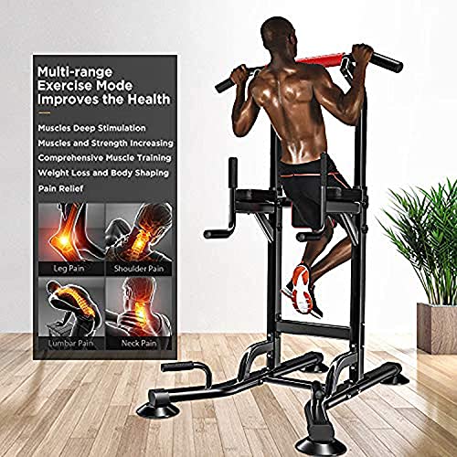 JYMBK Training Fitness Workout Station Power Tower,Weight Station Multi Function Pull Up Station for Strength Training - Dip Stand Bar - Push Up Equipment of Home Gym Exercise