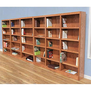 Bowery Hill 72" Tall 15-Shelf Triple Wide Wood Library Bookcase Storage - Dry Oak