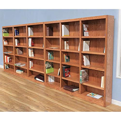 Bowery Hill 72" Tall 15-Shelf Triple Wide Wood Library Bookcase Storage - Dry Oak