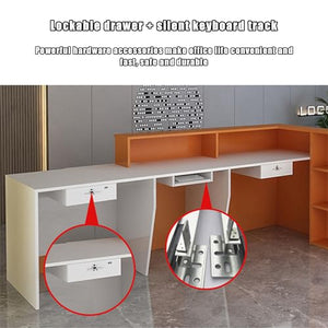 ZXLBTNB Reception Counter Desk with Lockable Drawers, Modern Retail Checkout Table 120x60x100cm