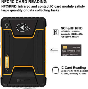 GAOTek Handheld Rugged Industrial Tablet with Zebra 1D 2D Array Imager Barcode Scanner Android 6.0 Support Wireless WiFi 4G LTE NFC RFID Reader, IP67 Rugged Tablet, 7 Inch Screen -TABLET-102 -AD