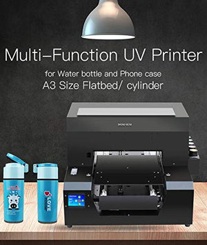 Automatic LED Cylindrical & Flatbed All- in-one UV Inkjet Printer, Multifunctional Industrial Digital Rotary Printer for All Kinds of Cylindrical Bottles & Tubes. (A3+)