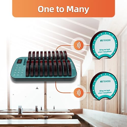 Retekess TD167F Long Range Pager System - 20 Coaster Pager for Restaurant, 800M Working Distance, Out of Range Alarm - Hotel, Club Buzzers
