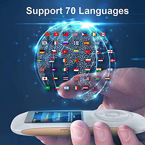 UsmAsk Portable Voice Translator, Smart Foreign Language Device, Wifi/4G, 2.4" Touch Screen, 70 Languages, White