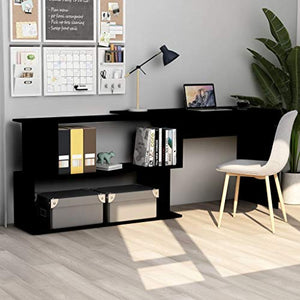 vidaXL Computer Desk, Corner Desk, Simple Style Desk,Workstation Office Desk Writing,Office Study Workstation with Shelves for Home Office, Space-Saving, Easy to Assemble, 78.7"x19.7"x29.9" Chipboard