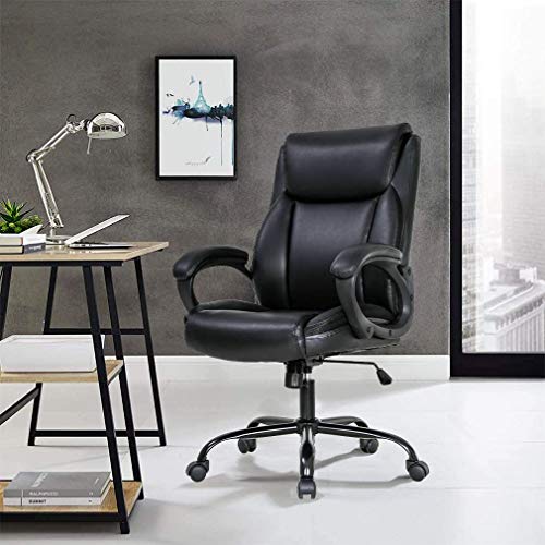 Adjustable Chair for Homework Chair for Business Offices with a high Back Executive Executive Chair Swivel Leather Leather Chair with a Lining, Working Chair for Office - Black (1)