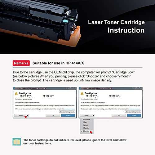 LEMERO (with Chip) Remanufactured Toner Cartridge Replacement for HP 414A 414X W2020A W2021A W2022A W2023A to use with Color Laserjet Pro MFP M479fdw M454dw (Black, Cyan, Magenta, Yellow, 4 Pack)