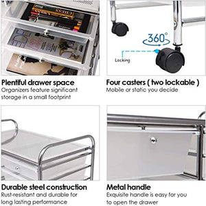 SPSUPE 15-Drawer Multipurpose Rolling Storage Cart with 4 Universal Wheels, Clear