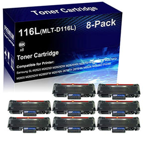 8-Pack Compatible Toner Cartridge High Yield Replacement for Samsung 116L (MLT-D116L) Toner Cartridge use for Samsung SL-M2625 M2825WN M2675FN M2875FW M2835 M2885FW M2676N M2626 Printer (Black)