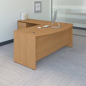 Bush Business Furniture Series C 72W Bow Front L Shaped Desk with 48W Return and Mobile File Cabinet in Light Oak