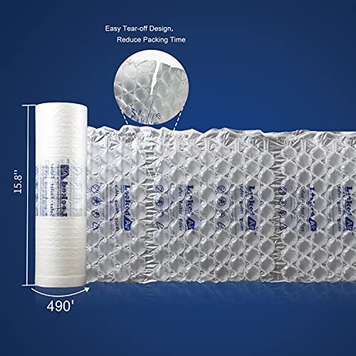 Air Cushion Machine + Packaging Air Bags Film 490', Fast Speed No Warm Up, Inflatable Packaging Air Pillows Roll Packing Supplies for Small Business