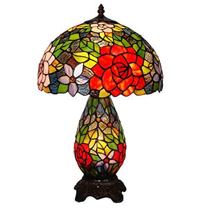 MaGiLL Tiffany-Tinglamp 12 Inch Two-Colored Rose-Mother-Light Desk Lamp