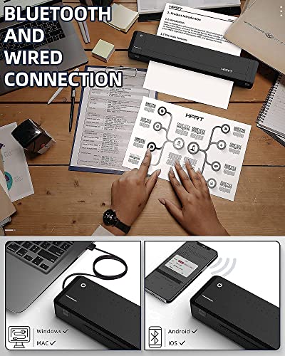HPRT MT800 Portable A4 Thermal Printer - Support 216mm Width a4 Paper Available for Outdoors Printing Home Office Travel Students and Cars,Suitable for Mobile Office with Paper