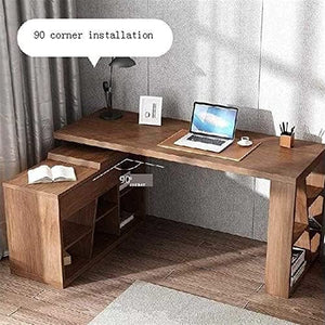 SYLTER Multifunctional Office Conference Table with Bookshelf and Rotatable Locker