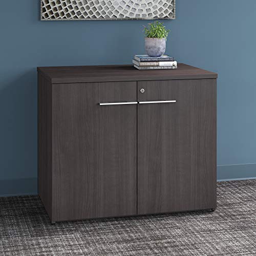 Bush Business Furniture Office 500 Storage Cabinet with Doors - Assembled, 36W, Storm Gray
