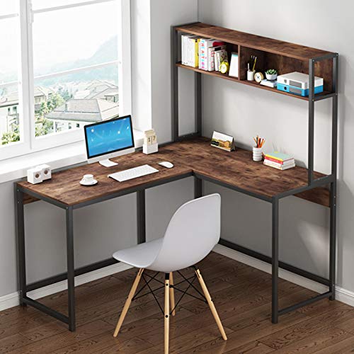 Modern L-Shaped Desk Corner Computer Desk Home Office Study Workstation Wood & Steel PC Laptop Gaming Table