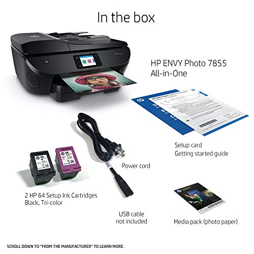 HP ENVY Photo 7855 All in One Photo Printer with Wireless Printing, HP Instant Ink ready, Works with Alexa (K7R96A)