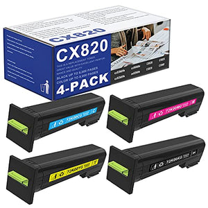 4 Pack Compatible 72K00KG 72K00CG 72K00MG 72K00YG Toner Cartridge Replacement for Lexmark CS820 CX820 cx860dte cs820dte CX825 CX860 cx820dtfe cx825dtfe Printer(1BK+1C+1M+1Y).