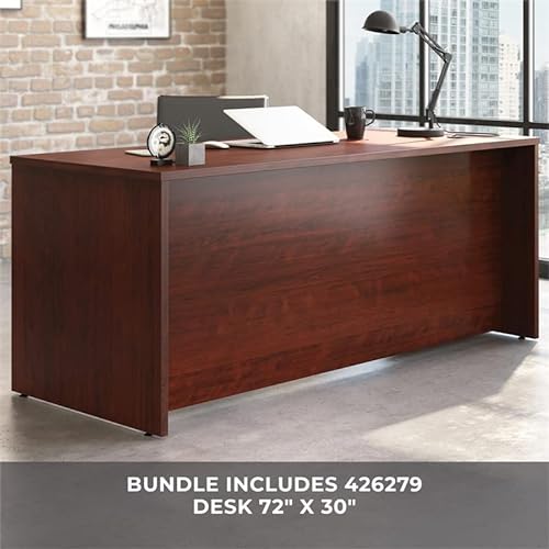 Pemberly Row Contemporary Classic Cherry Shell and Hutch 72" x 30