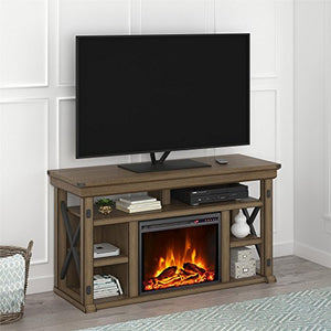 Ameriwood Home Wildwood Fireplace TV Stand, Rustic White