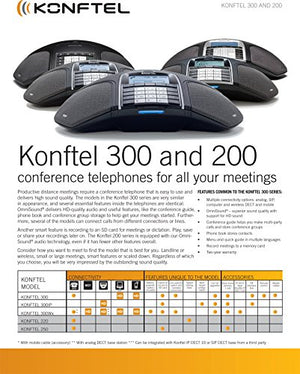Konftel 300WX Premium Wireless VoIP HD DECT Audio Conference Speaker Phone Call Recorder Music Player w/ Base Station