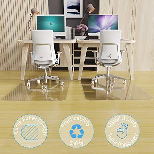 Gloppers Crystal Clear Glass Chair Mat, 48 X 60 Inch, Heavy Duty Tempered Glass - 1/5 Inch Thickness