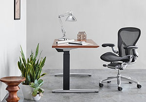 Herman Miller Aeron Ergonomic Office Chair with Standard Tilt and Zonal Back Support | Fixed Arms and Braking Casters | Medium Size B with Graphite Finish