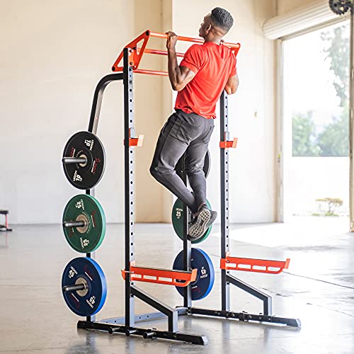 Sunny Health & Fitness Power Zone Half Rack Heavy Duty Performance Power Cage with 1000 LB Weight Capacity – SF-XF9933