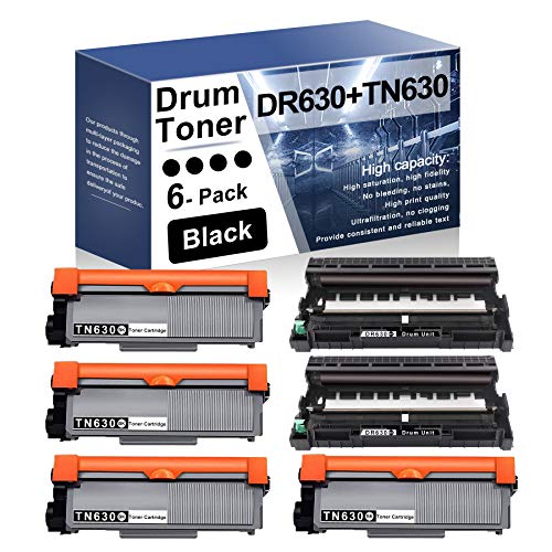 [High Yield] TN-630 Toner + DR-630 Drum Replacement for Brother HL-L2300D MFC-L2680W L2685DW L2700DW L2705DW L2707DW L2740DW DCP-L2520DW Series Printer 6Pack (4Toner+2Drum)  