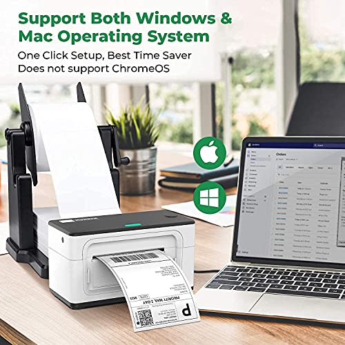 MUNBYN Label Printer with Pack of 500 Label Paper, Paper Holder, Thermal Printer for Barcodes-Labels Labeling, Compatible with UPS, FedEx, Amazon, Ebay, Etsy, Shopify, etc