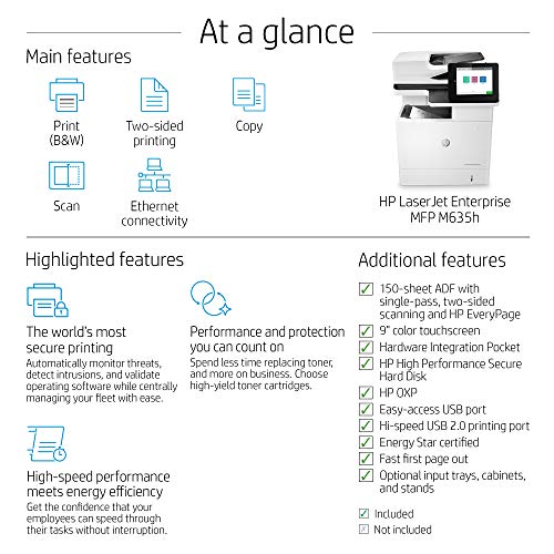HP LaserJet Enterprise MFP M635h Monochrome Multifunction Printer (7PS97A)