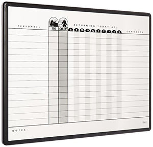 Quartet Grey DuraMax Porcelain In/Out Personnel Board System, 15 Names, 18 x 24 Inches, Black Aluminum Frame (781G)
