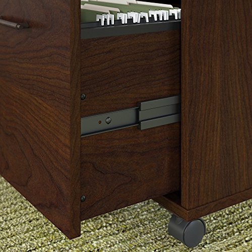 Bush Furniture Key West 48W Writing Desk with 2 Drawer Mobile File Cabinet in Bing Cherry