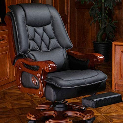Ergonomic Office Chair Reclining Leather Swivel Chair (Black, 74x57x121cm)