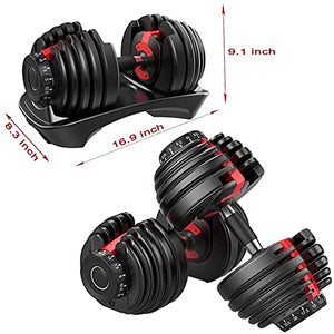 Awishwill Adjustable Dumbbell Set, Adjust Weights Dumbbells(One Pair) 5-52.5 lbs Strength Training Weight Gym Equipment for Man and Women Bodybuild Exercise Fitness Dumbbell