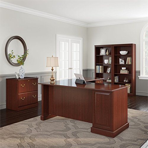 Bush Furniture UrbanPro L Shaped Desk 4 Pc. Set in Harvest Cherry - Engineered Wood