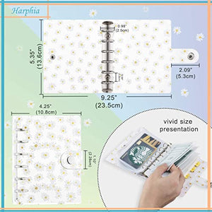 FCYIXIA Folder A7 Transparent Daisy Binder 5.39x4.33 Daily Planner Notebook with Pouch Bags, Bookmark Ruler, Refill Paper, Label Sticker (Color : A, Size : One Size)