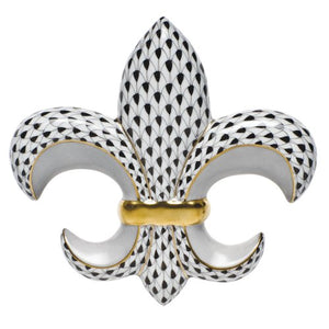 Herend Fleur-De-Lis Paperweight Black Fishnet