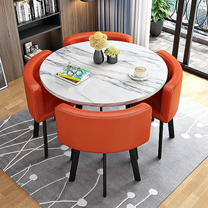 HARELA Kitchen Breakfast Bar Table and Chair Set - Orange