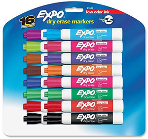 Expo 81045 Low Odor Dry Erase Markers, Assorted Colors - Ideal for Classrooms, Offices and Homes - Case of 12 Sets