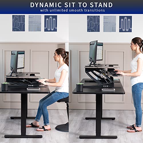 VIVO Height Adjustable Stand Up Desk Converter, V Series, Gray Top, Black Frame