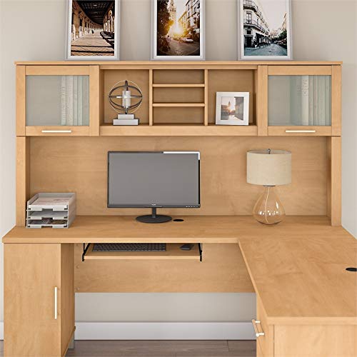 Bush Furniture 71" W Maple Cross Hutch for L Desk