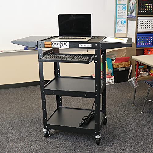 Pearington Rolling AV Cart with Drop Leaves and Adjustable Shelves