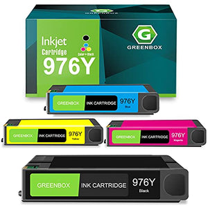 GREENBOX Remanufactured Ink Cartridge Replacement for HP 976Y 976Y for HP PageWide Pro 552dw 577dw MFP Printer 577z MFP Printer（1 Black 1 Cyan 1 Magenta 1 Yellow）