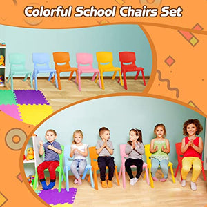 Purpeak 12 Pcs 10 Inch Plastic Stackable School Chairs for Kids