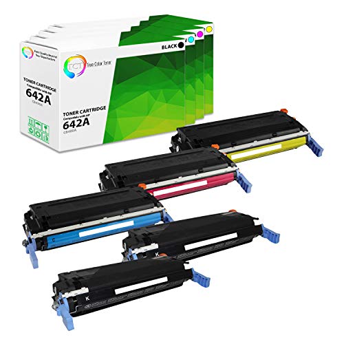 TCT Premium Compatible Toner Cartridge Replacement for HP 642A CB400A CB401A CB402A CB403A Works with HP Color Laserjet Enterprise CP4005N CP4005DN Printers (Black, Cyan, Magenta, Yellow) - 5 Pack