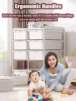 WAHHWF White Rolling Toy Storage Cart with 10 Drawers - Nursery/Home/Child's Room Organizer