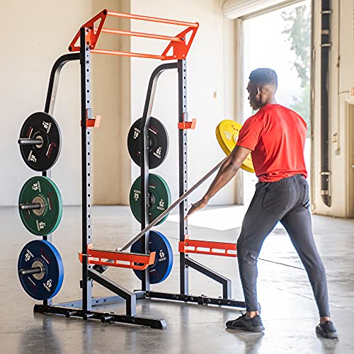 Sunny Health & Fitness Power Zone Half Rack Heavy Duty Performance Power Cage with 1000 LB Weight Capacity – SF-XF9933